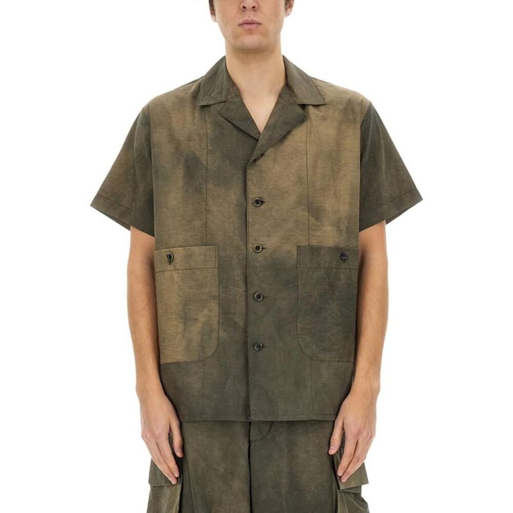 UMA WANG Men's Textured Long Sleeve Button-Down Shirt Men CHARCOAL Shirts